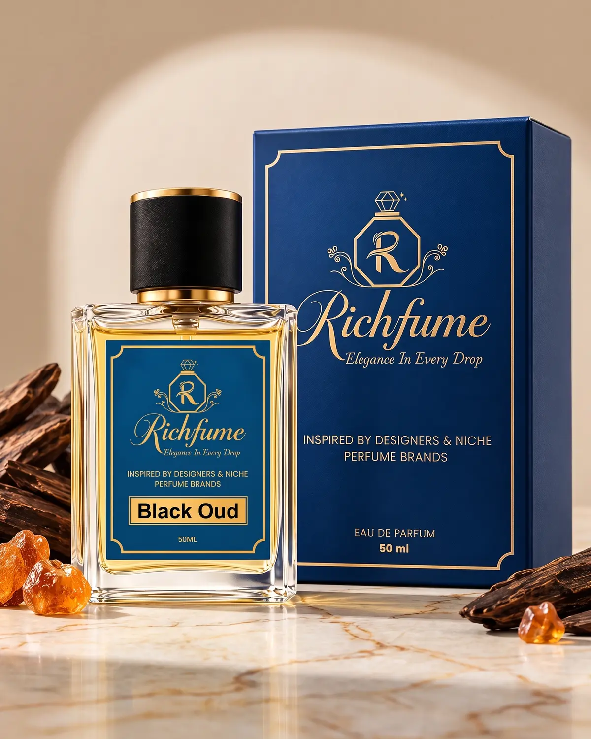 Richfume Black Oud Eau de Parfum 50 ML with premium gift box