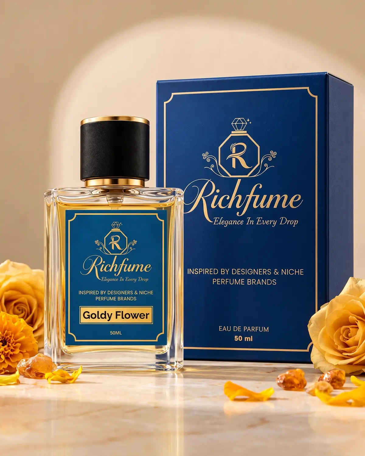 Richfume Goldy Flower Eau de Parfum 50 ML with premium gift box